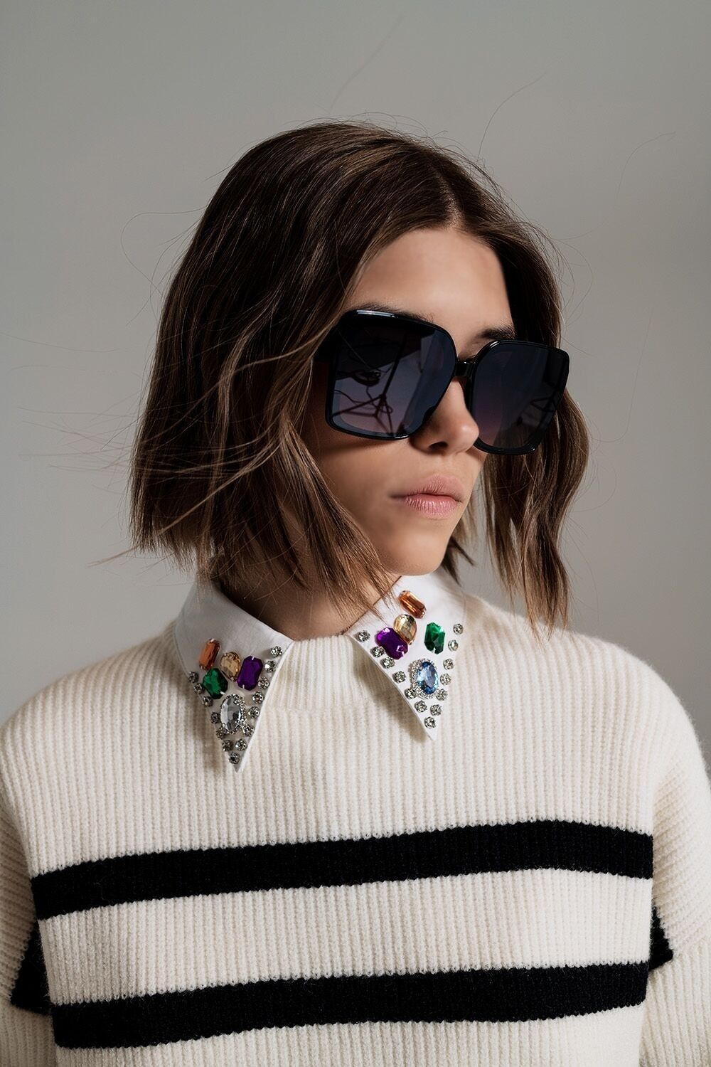 Occhiali da sole Cat Eye oversize in nero