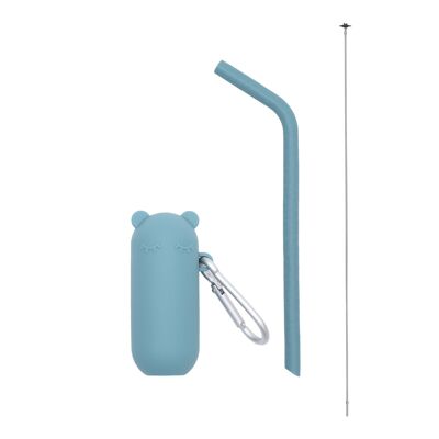 Silicone straw with case