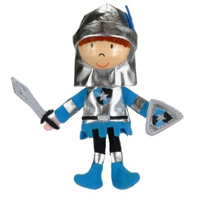 Marionnette à doigt tête en bois chevalier bleu