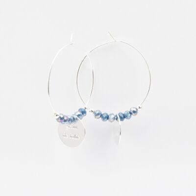 Creole Earrings - Blue Crystal & Tassel - ESSENTIAL