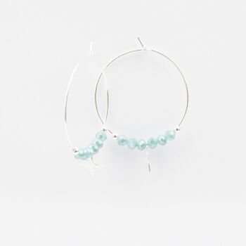 Boucles d'oreilles Créole - Cristal Turquoise & Pampille - INCONTOURNABLE