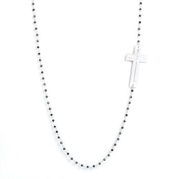 Sautoir Chaine Finesse - Hématite Croix TdF - ESSENTIELS