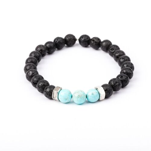 Bracelet Homme - Pierre de lave & Magnesite turquoise - BELLATRIX