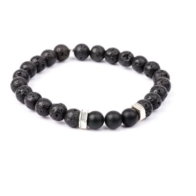 Pulsera para hombre - Piedra de lava y ónix - APOLO