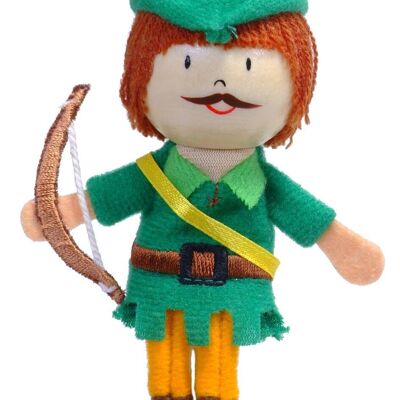 Marioneta de dedo con cabeza de madera de Robin Hood