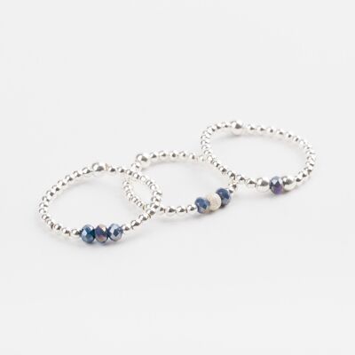 Silver pearl ring - Royal blue - SUBTIL