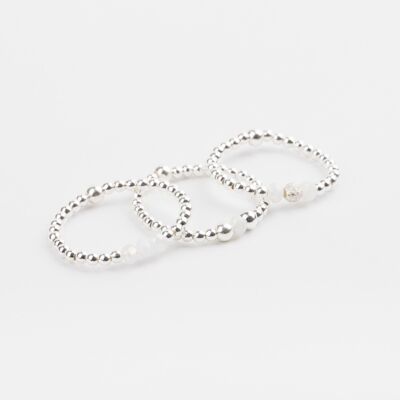 Anello in argento con perle - Bianco - SUBTIL
