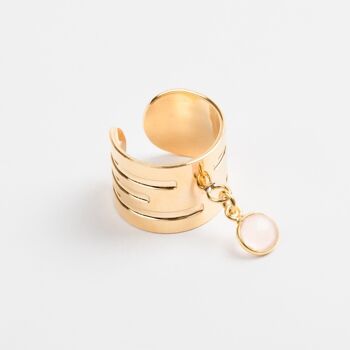 Bague Pierre réglable - Quartz Rose - LOUISE