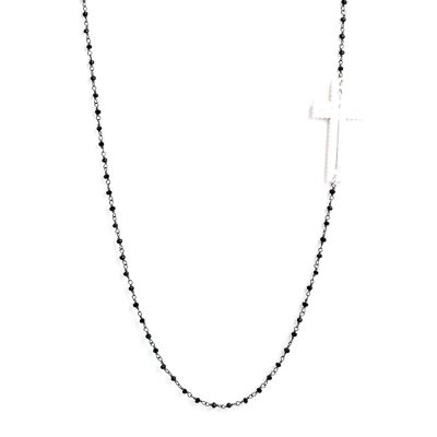 Finesse Chain Lange Halskette – Onyx-Kreuz TdFr – ESSENTIELS