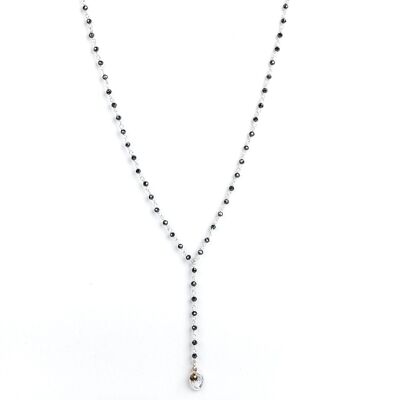 Collar de rosario de cadena Finesse - Hematites y Madonna - ESSENTIALS