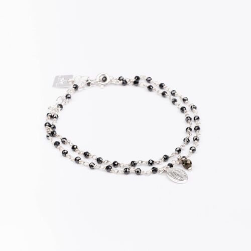 Bracelet Chaine Double rang - Hematite & Madone - ESSENTIELS