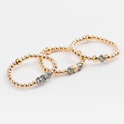 Gold Pearl Ring - Khaki - SUBTIL