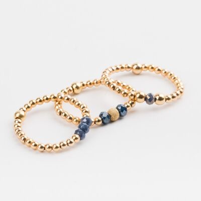 Gold Pearl Ring - Royal blue - SUBTIL