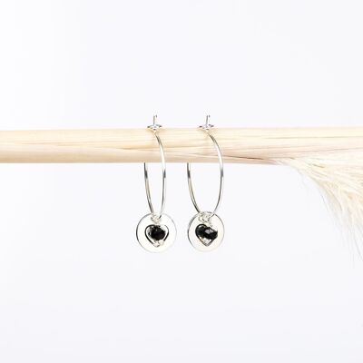 Boucles d'oreilles Créole - Onyx - LOVE