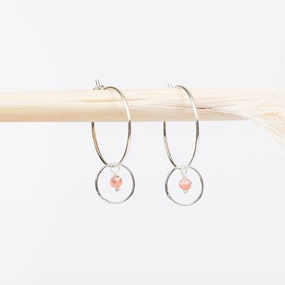 Boucles d'oreilles Créole - Quartz Rose - LOLA