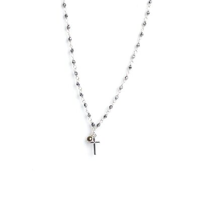 Collier Chaine Finesse - Hematite & Croix - ESSENTIELS