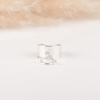 Ring - T Clasp Charm - MIA - Silver Plated