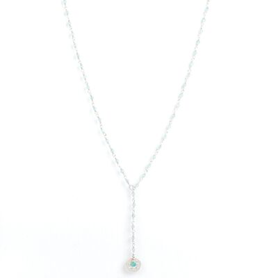 Finesse Chain Rosary Long Necklace - Amazonite & Lucky Star - ESSENTIALS