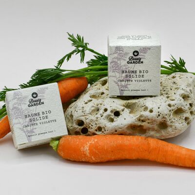 Solid organic balm "to do almost everything" with purple carrot - Nourishing in its cardboard box