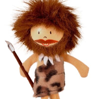 Caveman Wooden Head Finger Puppet