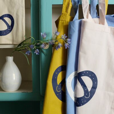 Sac en tissu imprimé à la main avec motif bretzel