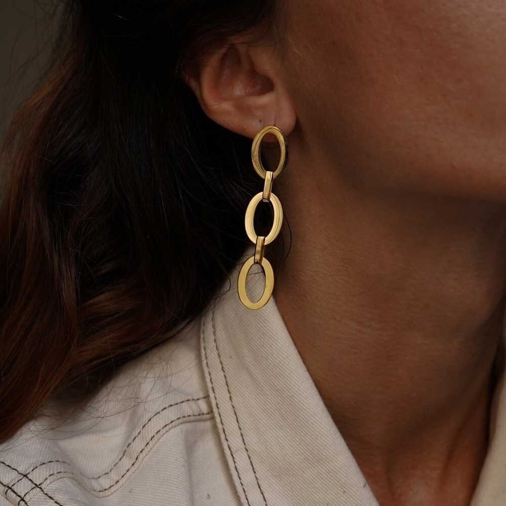 Orecchini natalizi in acciaio con pendente a rete ovale Forçat