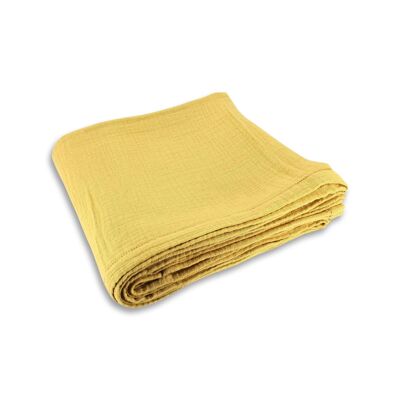 MANTEL GASA DOBLE ALGODÓN AMARILLO CAMARO 150X250CM