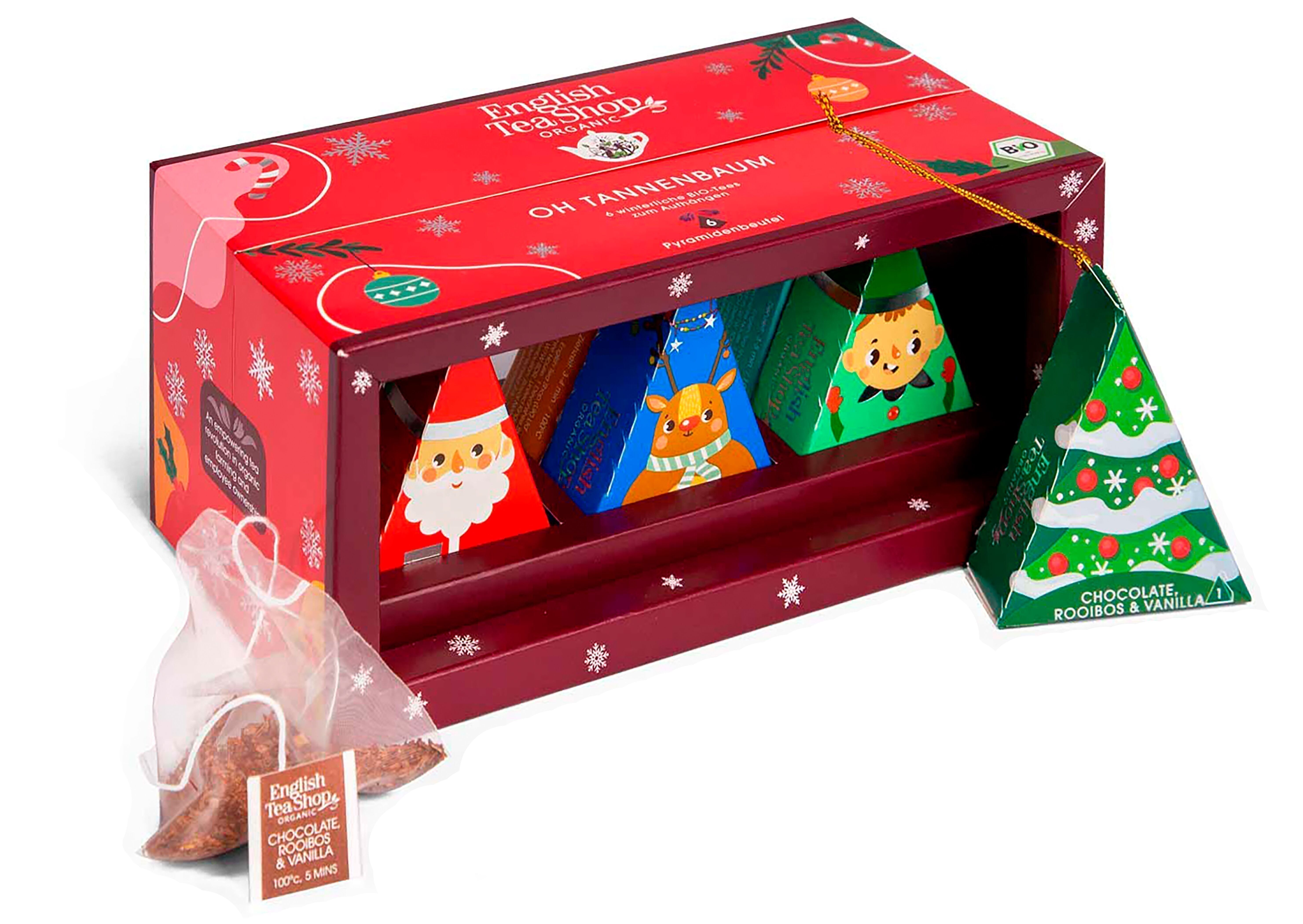 Wintertee Geschenk "Oh Tannenbaum", BIO, 6 Pyramidenbeutel