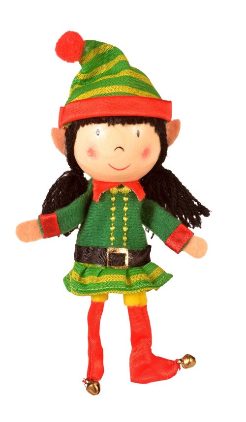 Girl Elf Wooden Head Finger Puppet