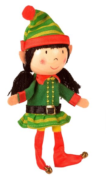 Marionnette à doigt à tête en bois d'elfe fille 2
