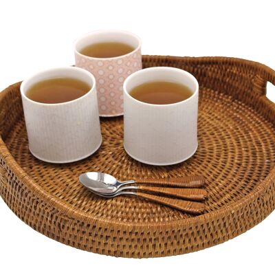 Thibaw M curved tray in honey rattan