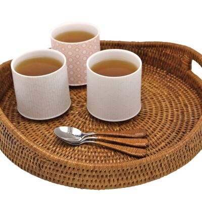 Thibaw M curved tray in honey rattan