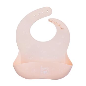 Bavoir en silicone imperméable vieux rose 1