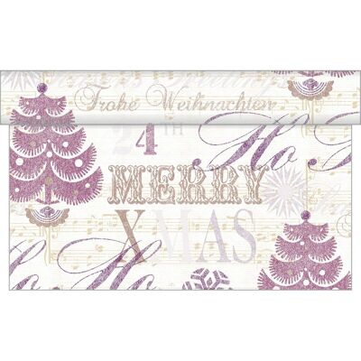 Camino de mesa navideño Felicitaciones navideñas en marrón de Linclass® Airlaid 40 cm x 24 m, 1 pieza