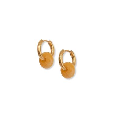 Yellow Jade Agate Hoops