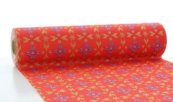 Chemin de table de Noël Scarlett en rouge et bleu en Linclass® Airlaid 40 cm x 24 m, 1 pièce 1