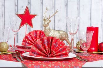 Chemin de table de Noël Scarlett en rouge et bleu en Linclass® Airlaid 40 cm x 24 m, 1 pièce 3