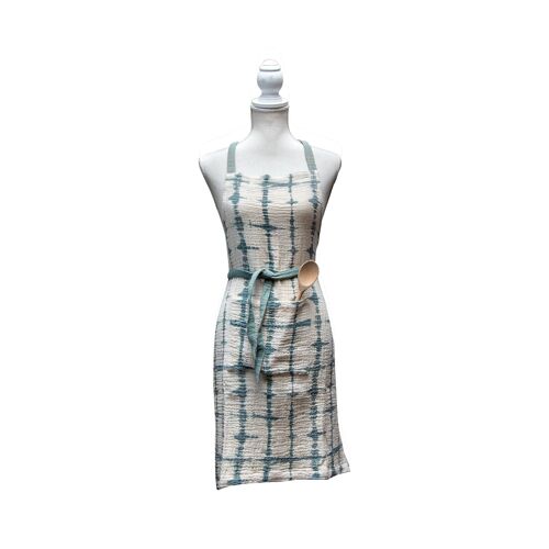 TABLIER DE CUISINE EN DOUBLE GAZE DE COTON IMPRIMÉ VERT CELADON 65X80CM CELA