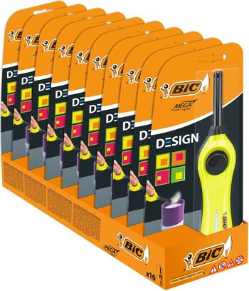 Présentoir de10 briquets multi-usage BIC (coloris jaune) 1