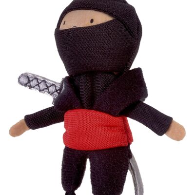 Marioneta de dedo con cabeza de madera Ninja roja