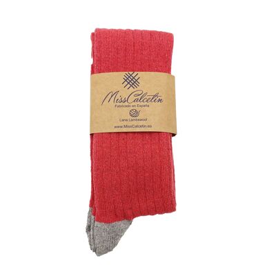 Miss Coral-Grey Wool High Cane Sock