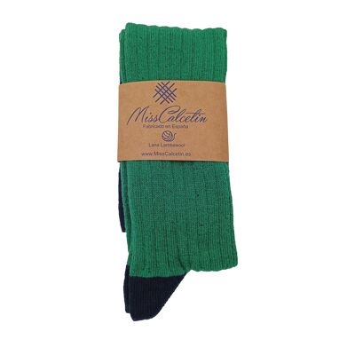 Miss Esmeralda Wool High Cane Calzino- Navy