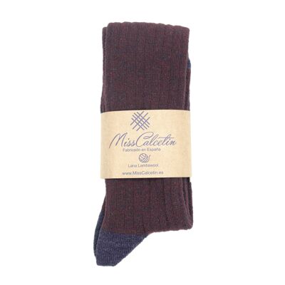 Miss Bordeaux Wool High Cane Sock - Navy