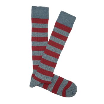 Miss Burgundy Striped Wool High Cane Sock-Hôtesse de l'air 2