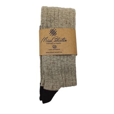 Miss Beige-Brown Wool High Cane Sock