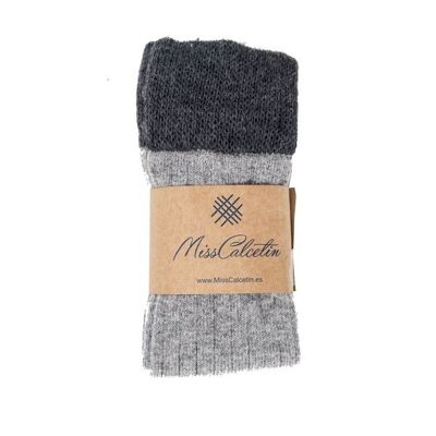 Miss Light Grey-Dark Gray Wool High Cane Sock