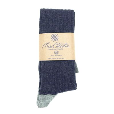 Miss Dark Gray-Light Gray Wool High Cane Sock