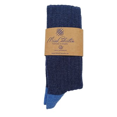 Miss Navy Wool High Cane Sock-Hôtesse de l'air