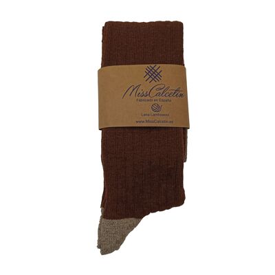 Miss Brown-Beige Wool High Cane Sock