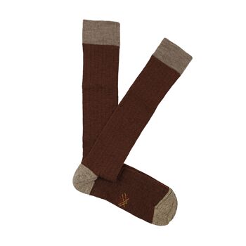 Chaussettes hautes Miss marron-beige en laine 2